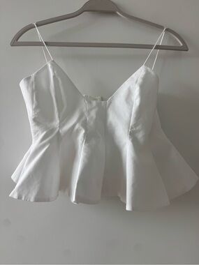 Zara White Peplum Spaghetti-Strap Cami